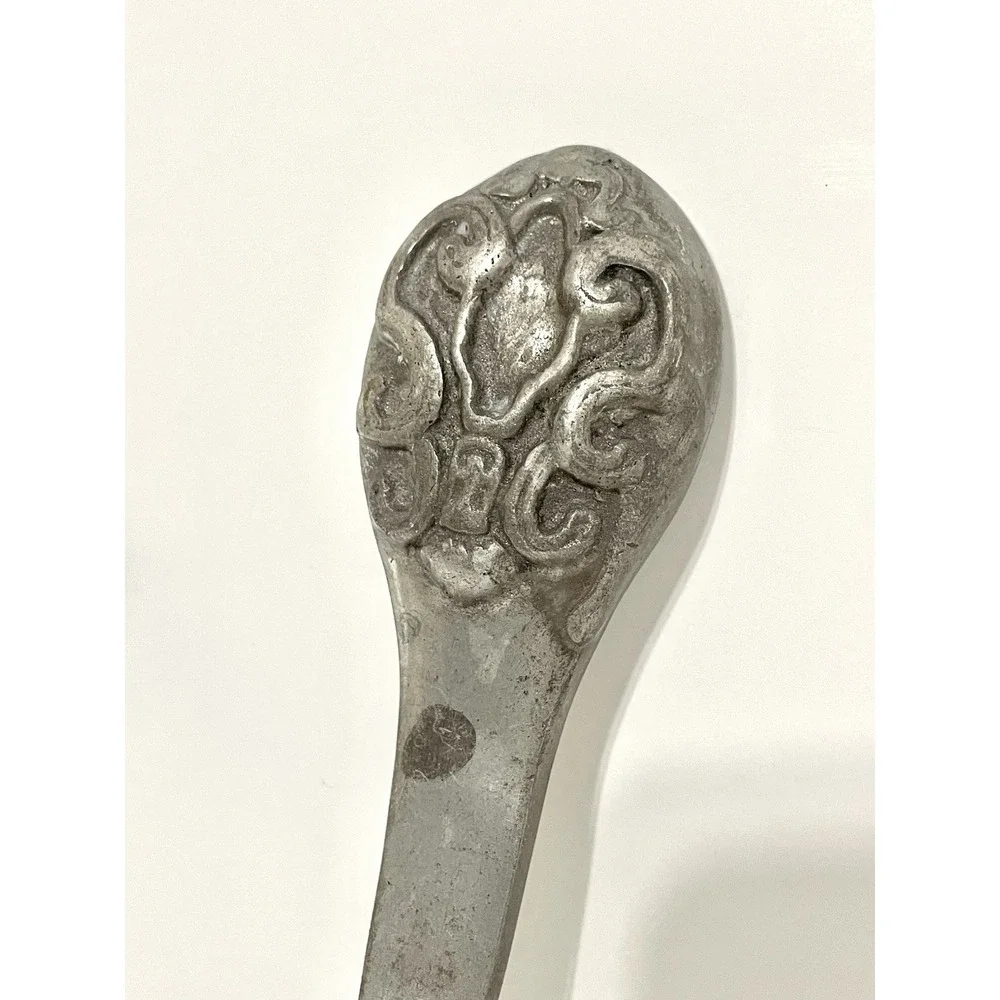 Vintage Aluminum‎ Silver Salad Serving Fork & Spoon Set Oversized